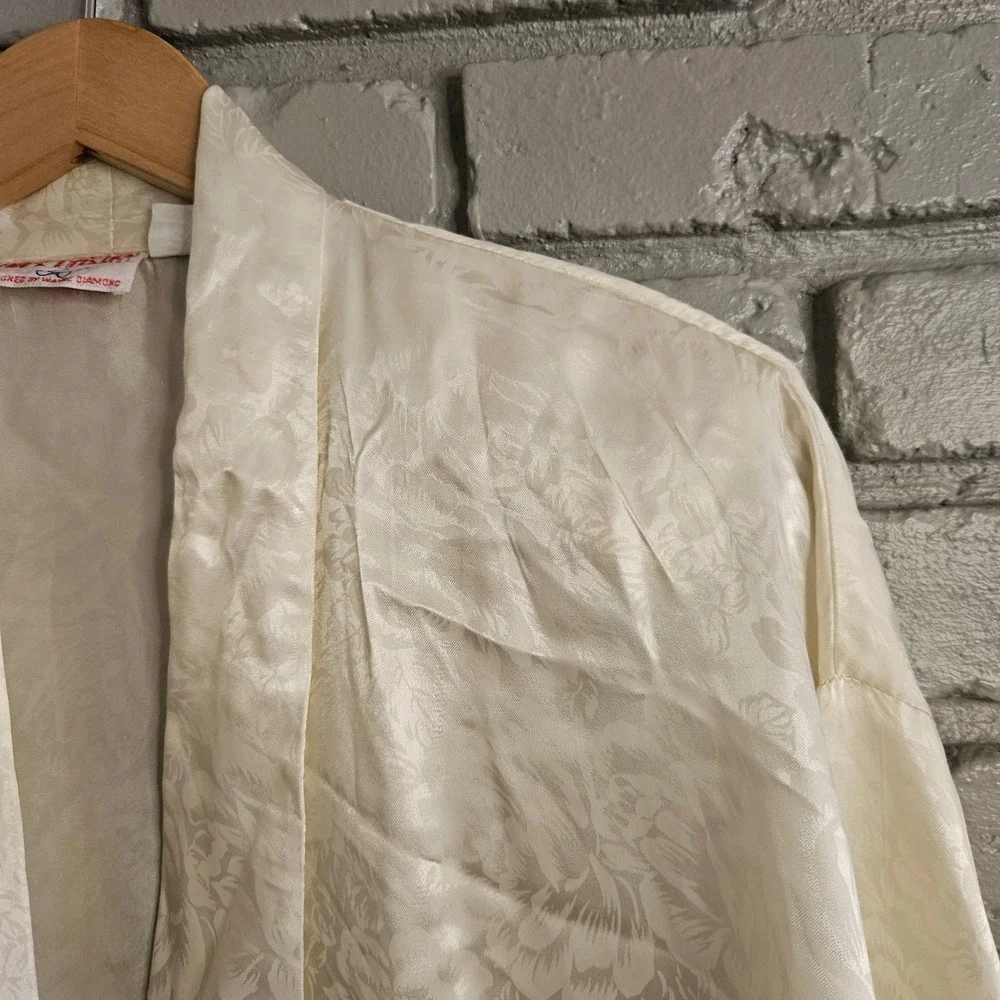 Diamonds Run Wayne Diamond Vintage Ivory Floral Jacquard Blazer Jacket‎ Robe 5-6